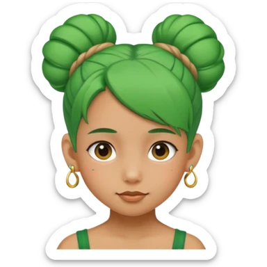  bun haired kid with earrings green hair guy sticker