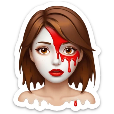 Brown Hair, Woman, white paint drip, face, hot, Sexy, lips sticker