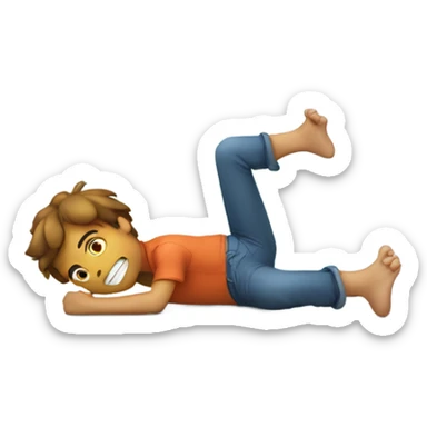 Playfully laying on stomach with feet kicking and in view sticker