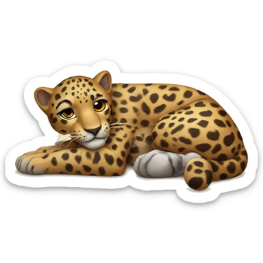 Leopard laying on the floor sticker