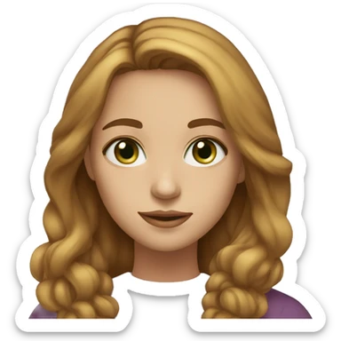 girl, 35 years old, long light brown hair, blue-green eyes and prominent nose sticker