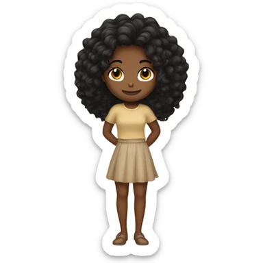 Wheat color girl with black wavy hair sticker