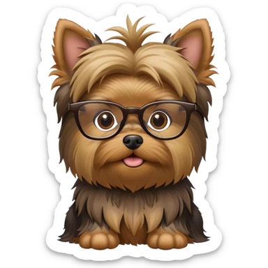 Yorkie with glasses sticker