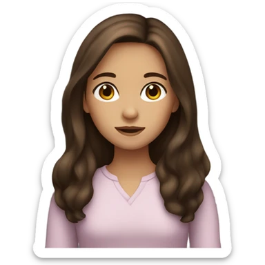 Girl with long brown hair, dark brown eyes sticker