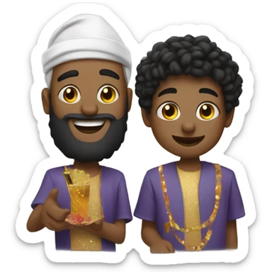 Surini and Lawrence celebrating New Year sticker