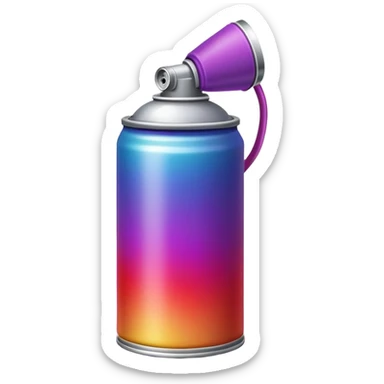 Minimalist spray paint can with smooth rainbow gradient colors flowing from red to violet in a continuous spectrum, clean design sticker