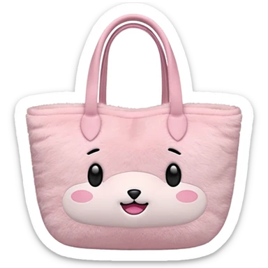 Aesthetic pink plush tote bag sticker