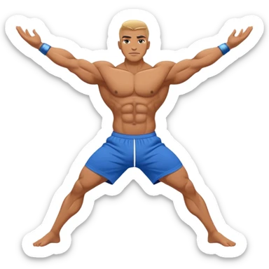bodybuilder blue short warrior-II yoga pose sticker