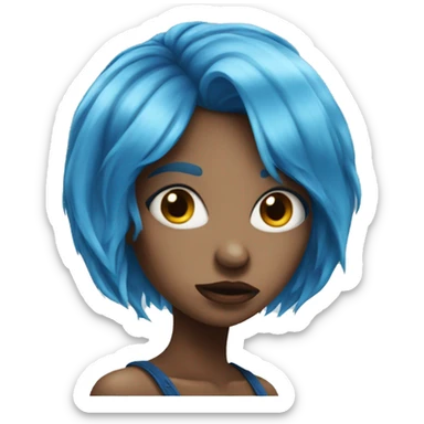 Mad blue hair girl sticker