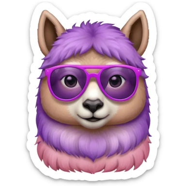 gradient purple color peach pink white cute eyes lama sun glasses sticker