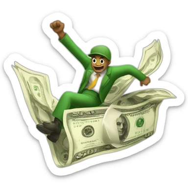 dinero volando sticker