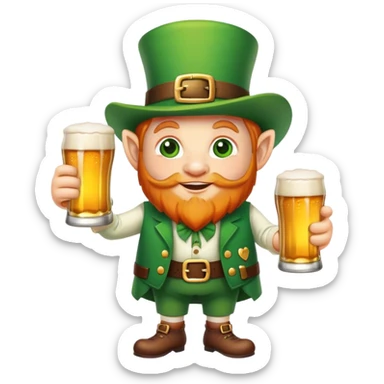 Leprechaun, holding a kind of beer sticker