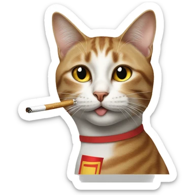 Cat who is smoking a cigarette with Big Mac  sticker