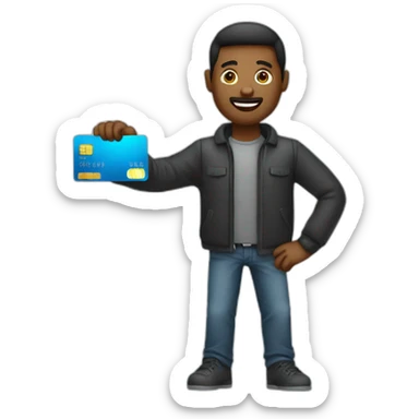 man holding credit card sticker