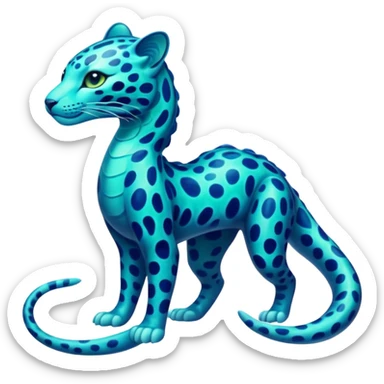 Bioluminescent Neon-Cyan Ripple-Patterned Soft-Scaled Aquatic Fantastical Liepard-Amaura-Manokit-fusion creature (full body) sticker