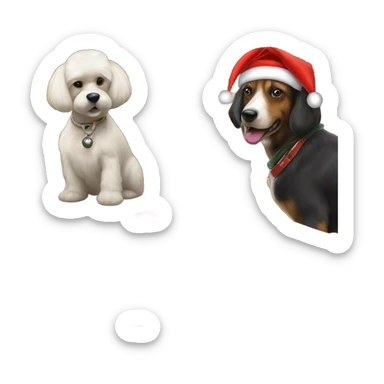 Merry Christmas naughty or nice dogs playing shuffleboard sticker