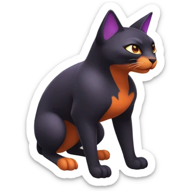 Cool Black Quilava-Cat-Pokémon with orange belly and purple markings Full Body sticker