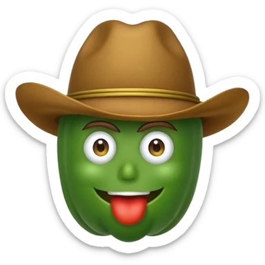 green vegetable with a top cowboy hat sticker
