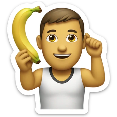 CREATE me bober emoji and banana on left hand sticker