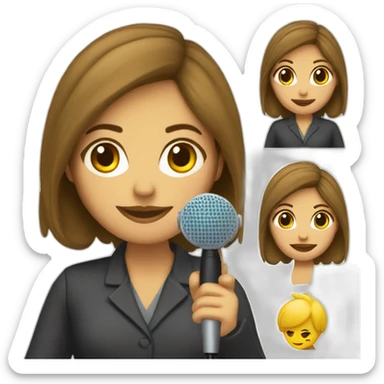 chica periodista blanca con microfono sticker