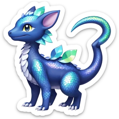 Rainbow crystal mix Shiny pastel Salandit-Meowstic-Noibat-Fakémon-hybrid-creature (full body)  sticker