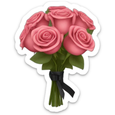 bouquet of rose with a black ribbon sticker