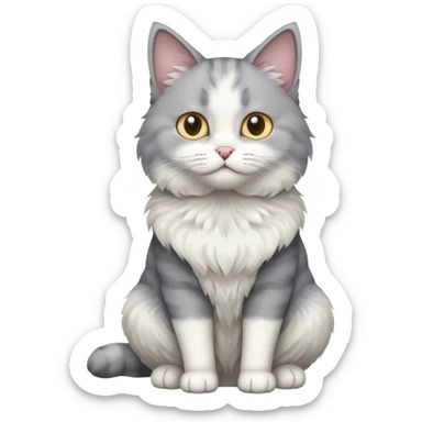 a grey and white cat sitting regally sticker