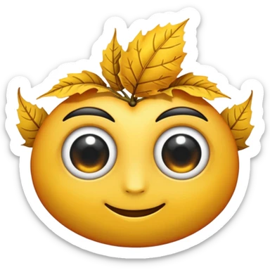 emoji, feuille d'érable couleur vermeille, deux yeux ronds noirs brillants sticker