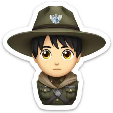 Levi Ackerman from attack on titan riding a hat sticker