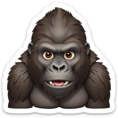 Expressive gorilla head, detailed ape features, strong facial structure, primate emoji sticker