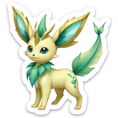 Shiny Cool Sparkly Cute Ethereal Leafeon-Vaporeon-Fakemon-hybrid-fusion- full body sticker
