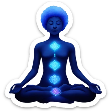 Indigo body Meditating with aligned chakras glowing with galaxy Afro  sticker