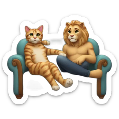 Leo and cat chilling on the sofa sticker