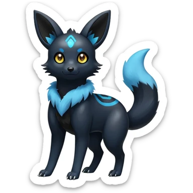 Shiny Exotic Excessive Mysterious Umbreon-Poochyena-Pokémon-Fakémon-hybrid-creature (full body) sticker
