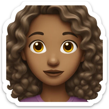 A mid toned skin coulerd girl with really wavy hair that is brunet sticker