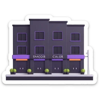 three beauty salon buildings connected by lines sticker