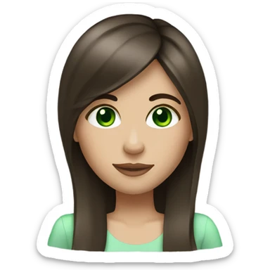 straight hair brunette girl with green eyes  sticker