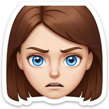White girl blue eyes brown hair, telling someone off  sticker