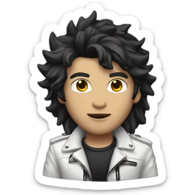 Punk male with white leather jacket with dark hair sticker