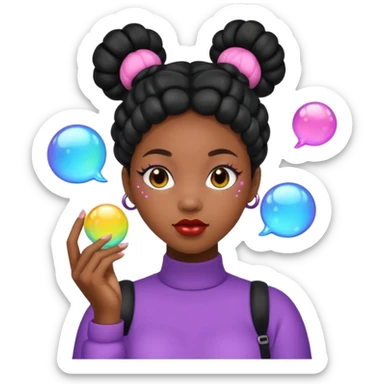 Black woman with bubble Space buns sticker