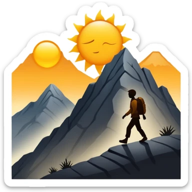 
una mezcla de sol + montaña + caminante estilo petroglifo sticker