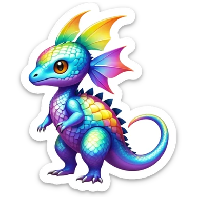 Exotic tropical shiny rare colorful epic cute Fakémon-creature, full body, with random markings sticker