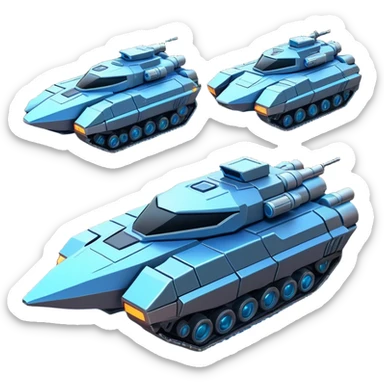 Clash of Clans aesthetic: Cinematic heroic Space Tank Emoji, rendered in a 3D vector-style similar to standard emojis with minimal shading and bold, simplified shapes. A robust, isometric armored vehicle with sleek futuristic plating and energy cannons, softly glowing with a high-tech cosmic combat charm. Simplified yet unmistakably iconic, highly detailed and consistent, glowing with a soft radiant shine and high gloss. Stylized with a touch of intergalactic warfare and a soft glowing outline, capturing the essence of a futuristic battle machine with a friendly, playful spirit! sticker