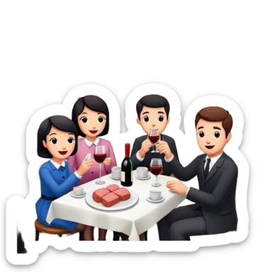 artist wine Party at a french SPAM meat cafe LANDSCAPE  sticker