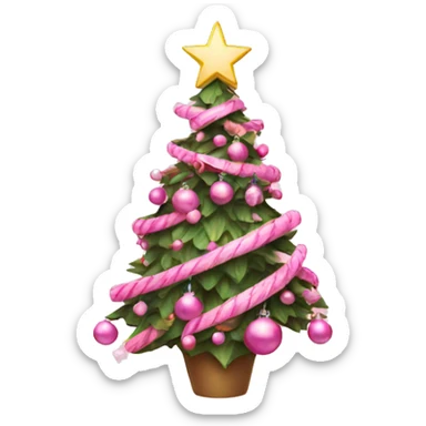 aesthetic christmas tree with pink decorations sticker