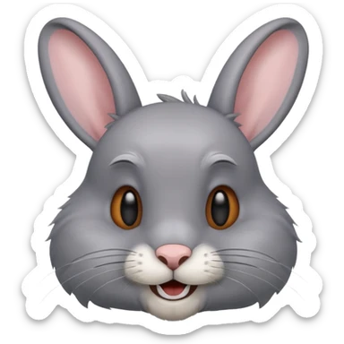 Head of a grey rabbit, grinning
 sticker