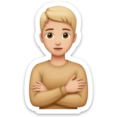 Crossing arms while hold neck sticker