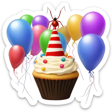 Skinny spider celebrating a birthday sticker