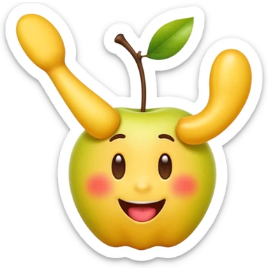 Create a silly, exaggerated iOS-style yellow emoji doing a playful slapstick pose: it lifts its own leg up and sticks its tongue out as if making a goofy face at its own foot. Smooth Apple-emoji gradients, rounded shapes, glossy shading, simple eyes, transparent background. sticker