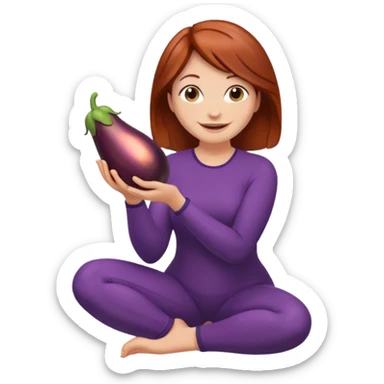 Mulher ajoelhada,com uma berinjela na mão,só uma berinjela sticker
